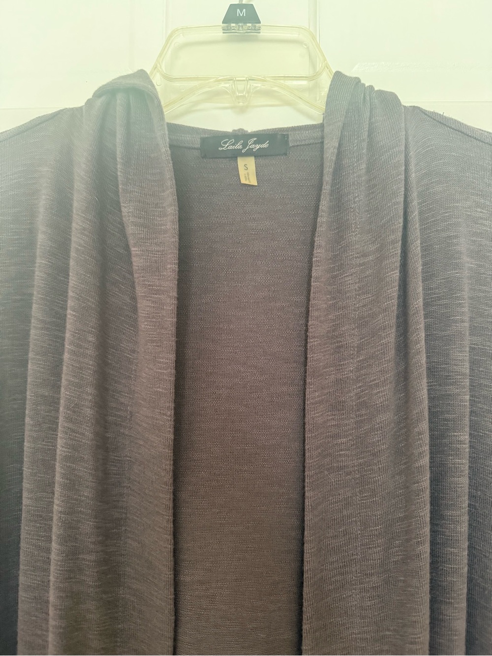 LAILA JAYDE WOMENS OPEN FRONT HOODED CARDIGAN DARK GREY SIZE SMALL - Picture 2 of 11